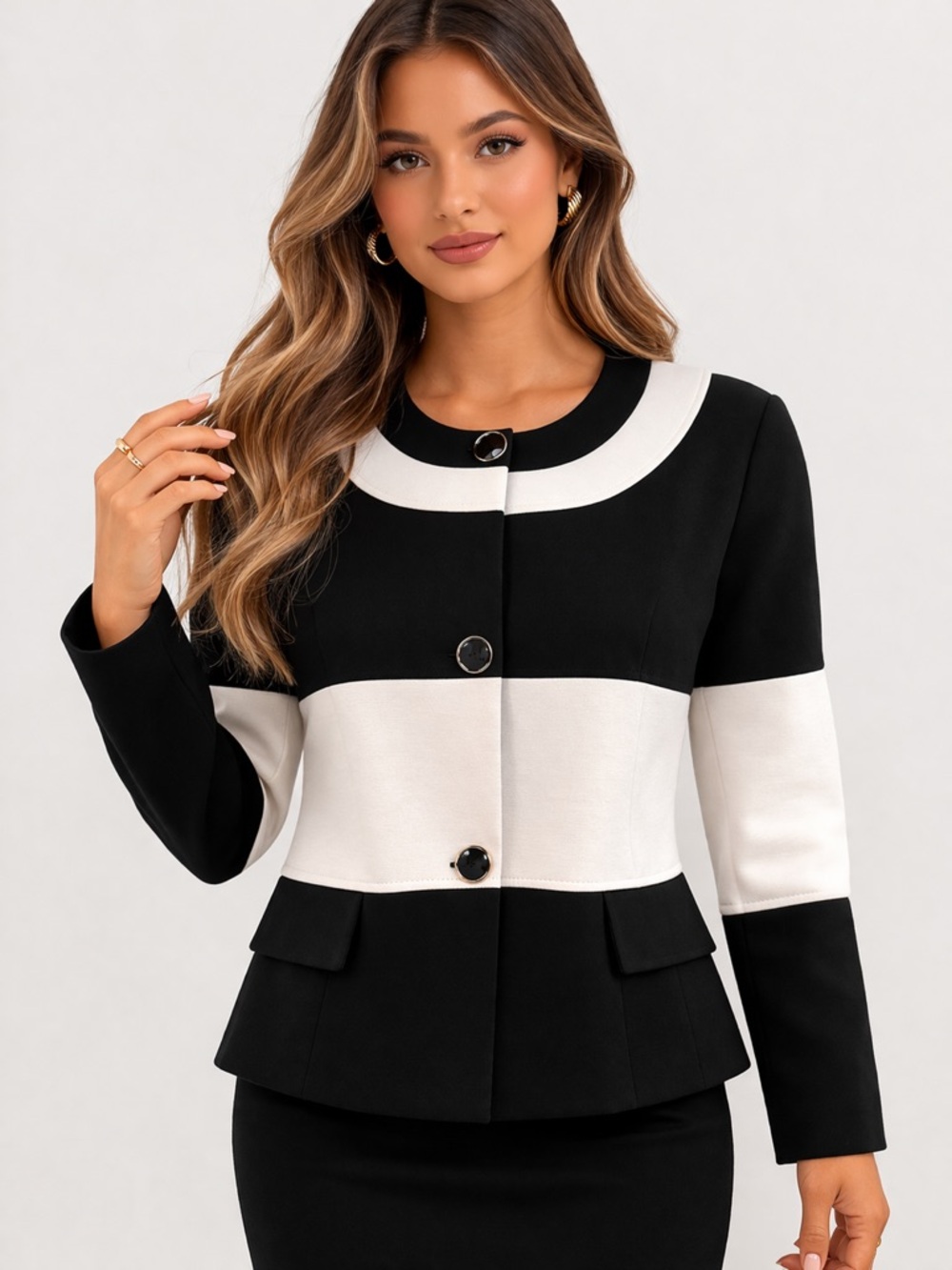 Jones Wear Black and White Women's Blazer